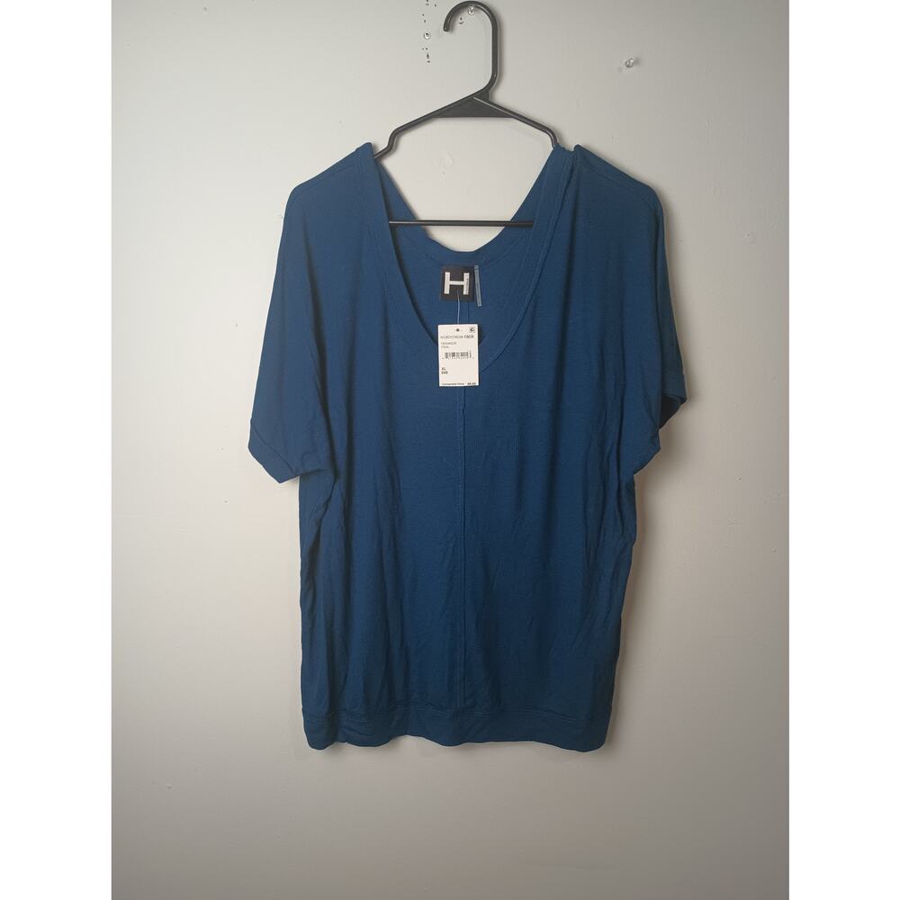 H By Bordeaux NWT Women’s Blue Top Blouse Size‎ XL Short Sleeves